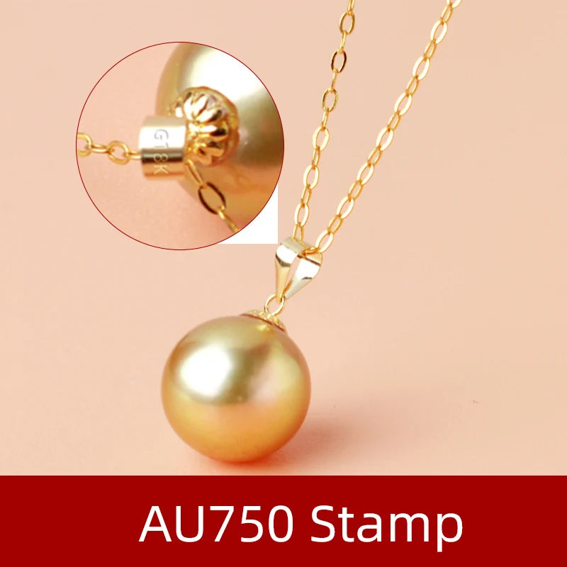 18K Gold Natural South Sea Pearl Pendant Earrings