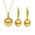 18K Gold Natural South Sea Pearl Pendant Earrings
