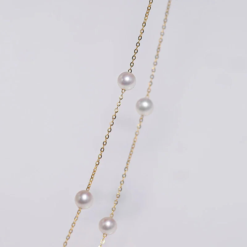 Natural Freshwater Pearl Necklace Pure 18K Gold Necklace Pendant