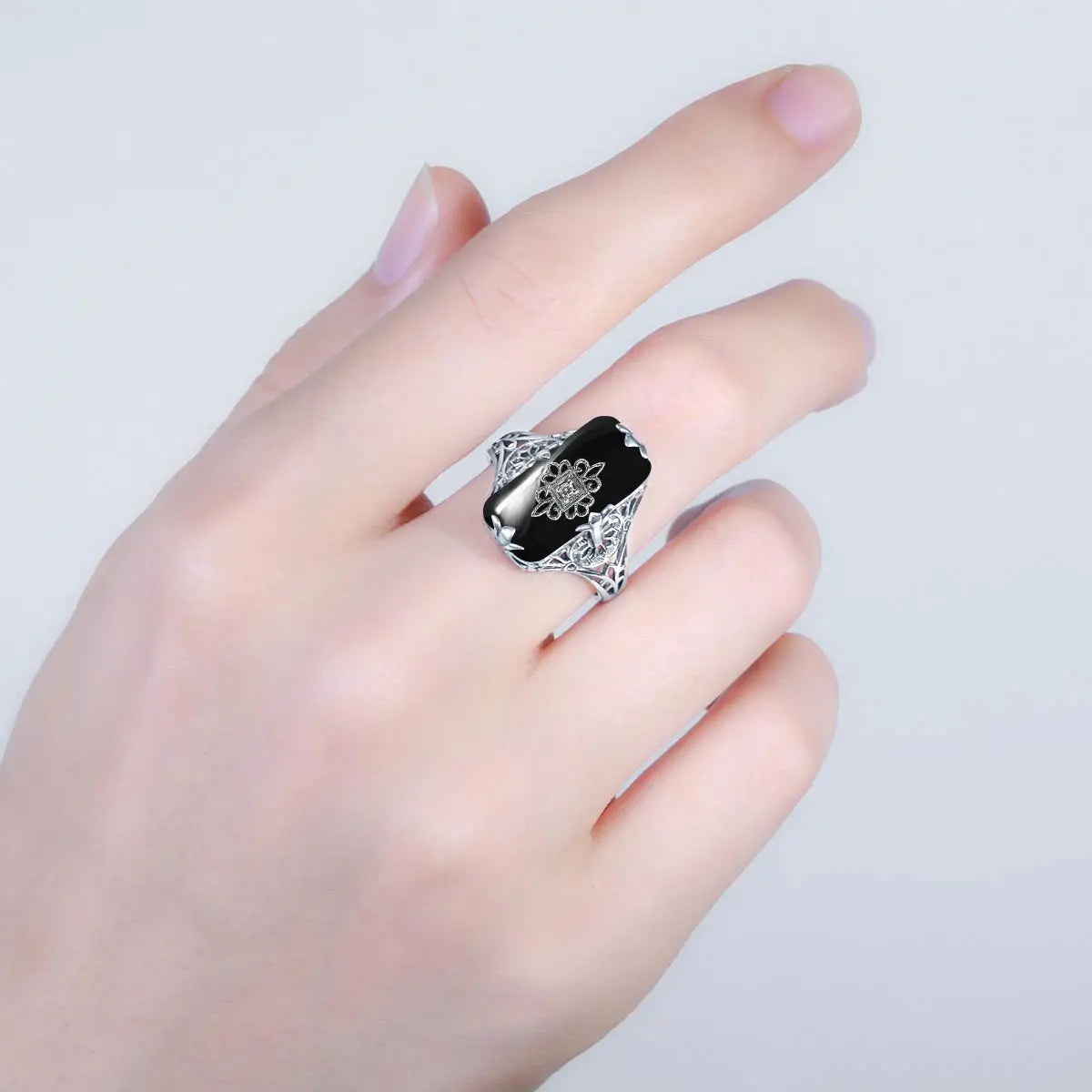High Quality 925 Sterling Silver  Black Onyx Ring