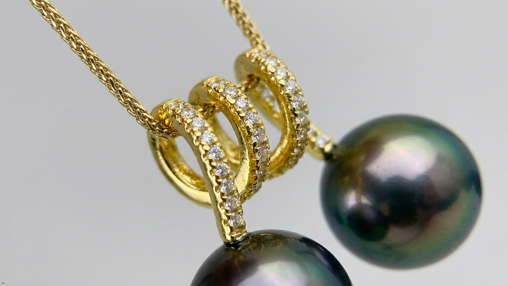 Natural 8-9mm Black Double Pearl Simple Necklace Pendant