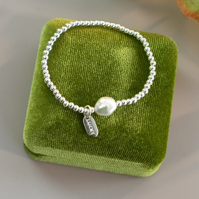 ASHIQI 100% Natural Baroque Pearl 925 Sterling Silver Bracelet Fashion Jewelry for Women