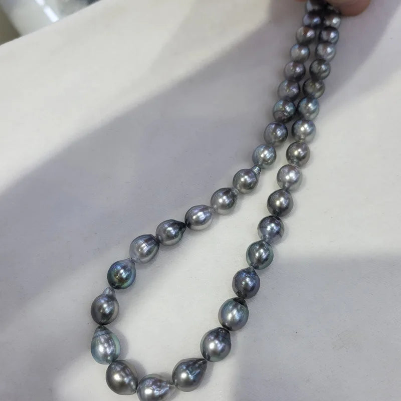 9-10mm Natural Tahitian Baroque Pearl  with Sterling Silver Necklace