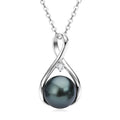 9-10mm Tahitian Black Pearl Pendant Necklace Inlaid 2mm Moissanite 925 Silver Infinity Necklace