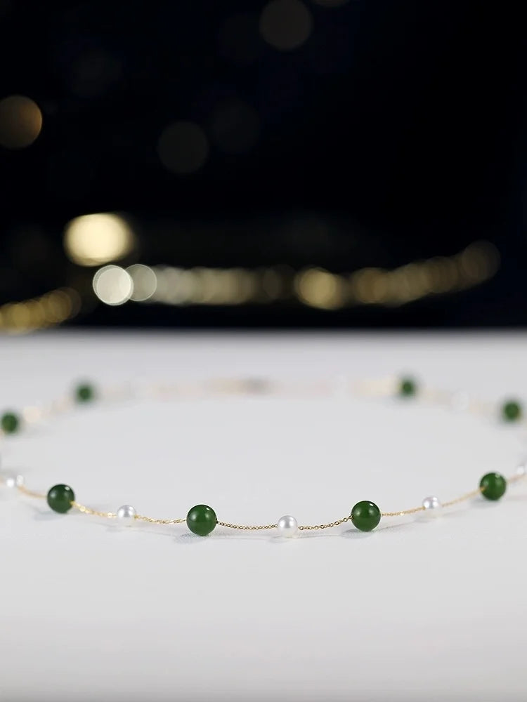 Pure 18K Gold Natural Freshwater Hotan Jade  Necklace Pendant