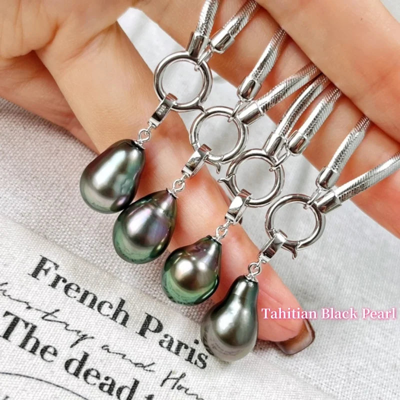 High Quality Seawater Tahiti Black Pearl necklaces