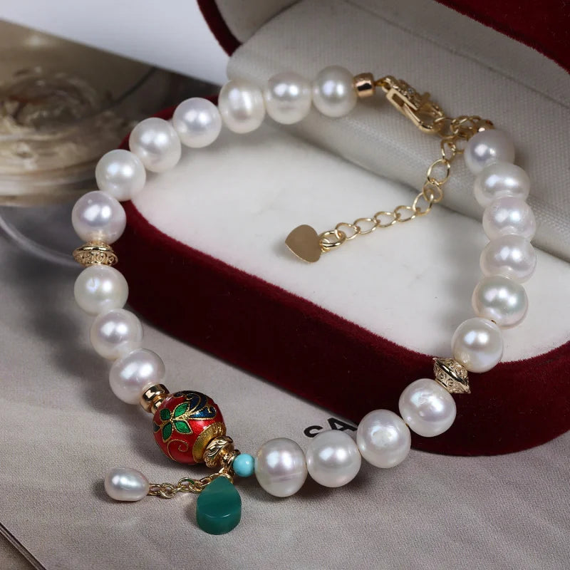 Baroque Natural Freshwater Pearl Bracelet Lucky Beads Gemstone