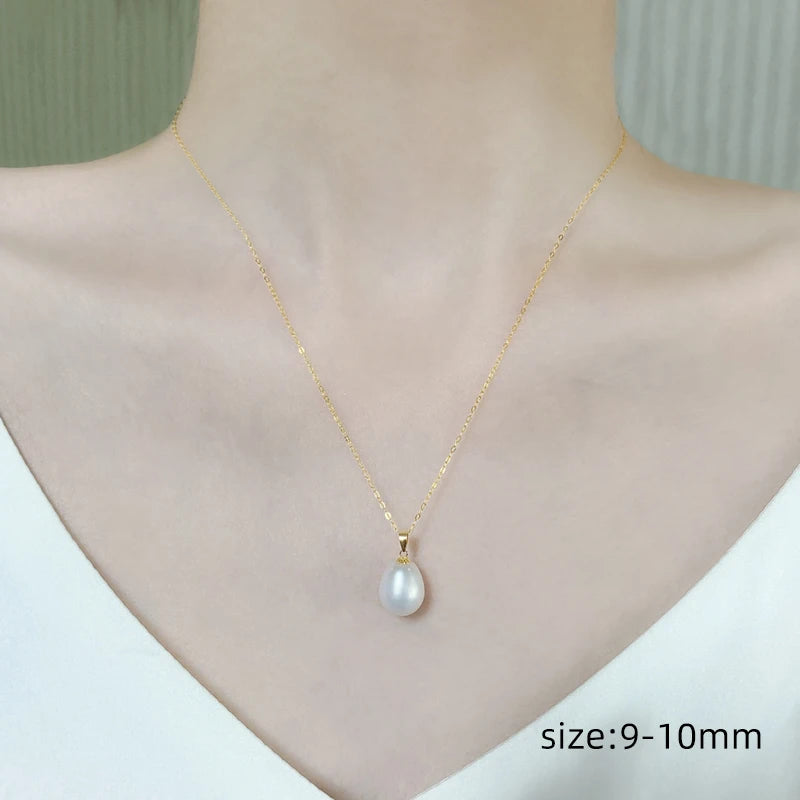 18K Gold Natural Freshwater Necklace Pendant Earrings
