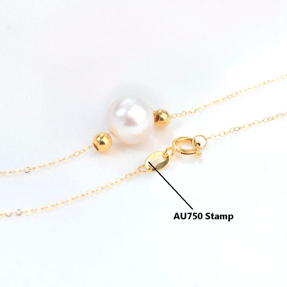 Natural Freshwater Pearl And Gold Ball Pendant Necklace