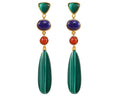 925 Silver Malachite Lapis Lazuli Agate Long Dangle Drop Earrings | Geometric Design, Colored Stone, Women's Fashion, Sterling Silver, Drop Style