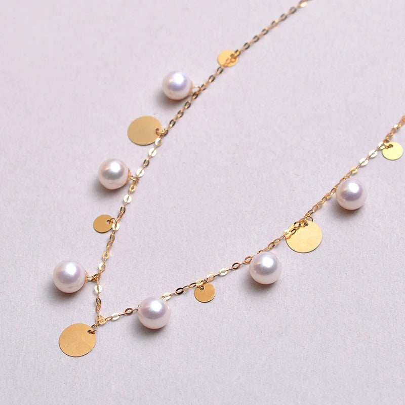 18K Yellow Gold Natural Seawater Pearl Necklace