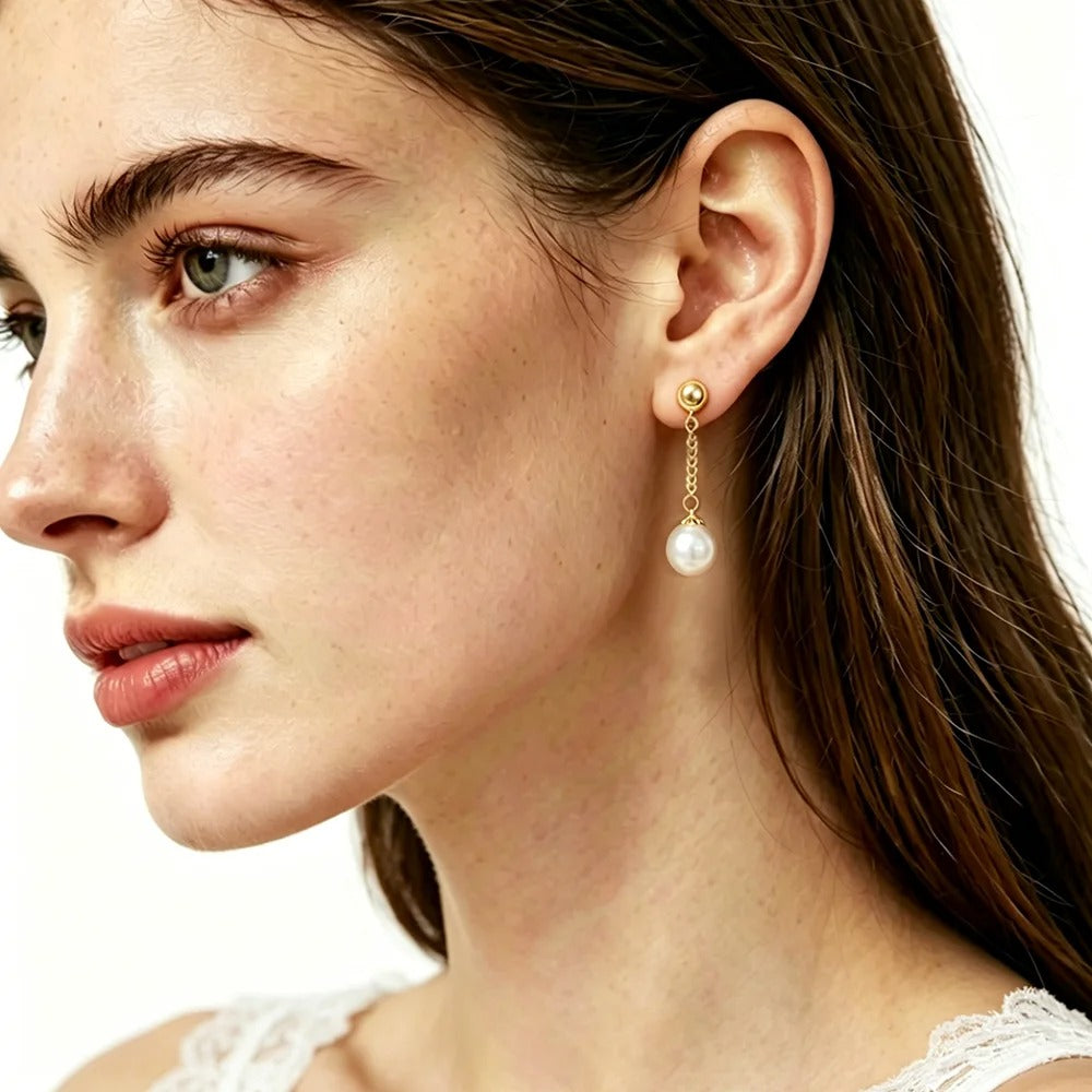 White Akoya Pearl 18k Gold  Earrings