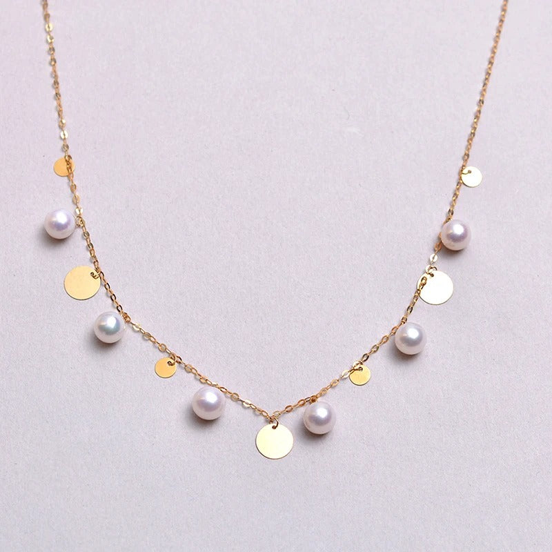 18K Yellow Gold Natural Seawater Pearl Necklace