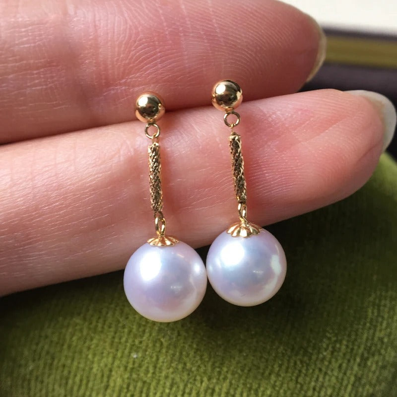 White Akoya Pearl 18k Gold  Earrings