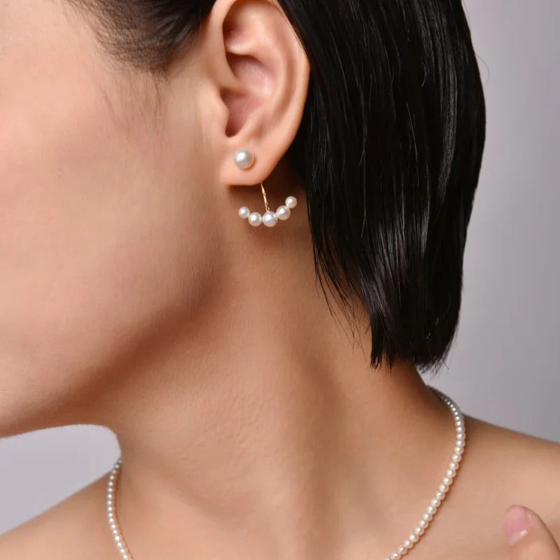 White round  Freshwater pearl 18K yellow Gold Earrings