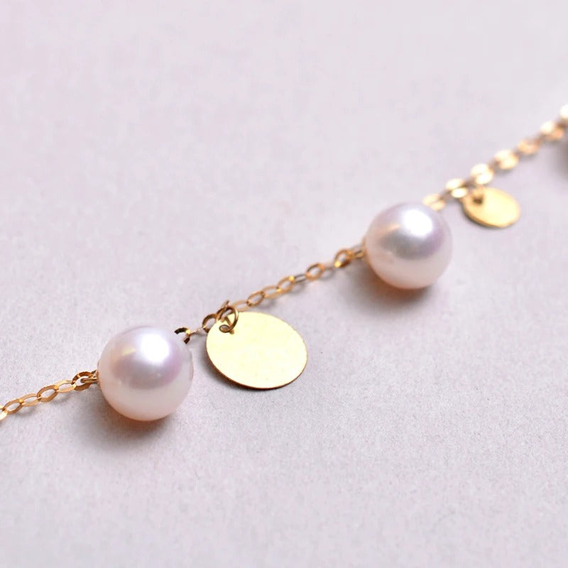 18K Yellow Gold Natural Seawater Pearl Necklace
