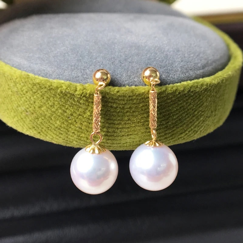 White Akoya Pearl 18k Gold  Earrings