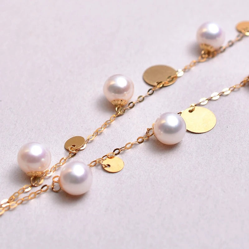 18K Yellow Gold Natural Seawater Pearl Necklace