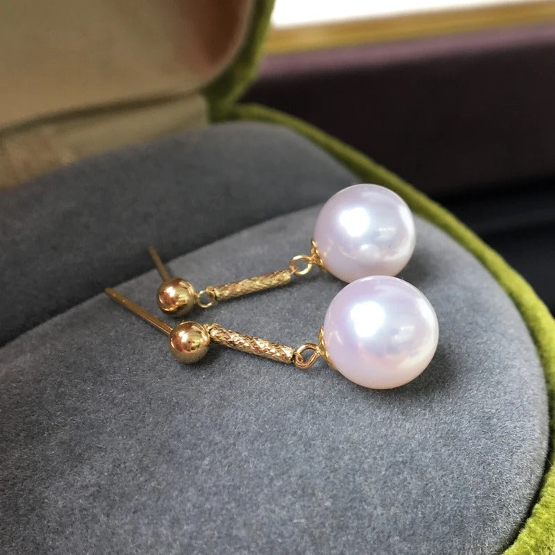 White Akoya Pearl 18k Gold  Earrings