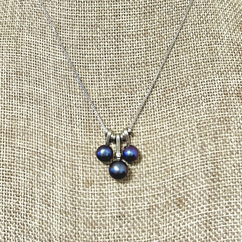 Natural 8-9mm Black Double Pearl Simple Necklace Pendant