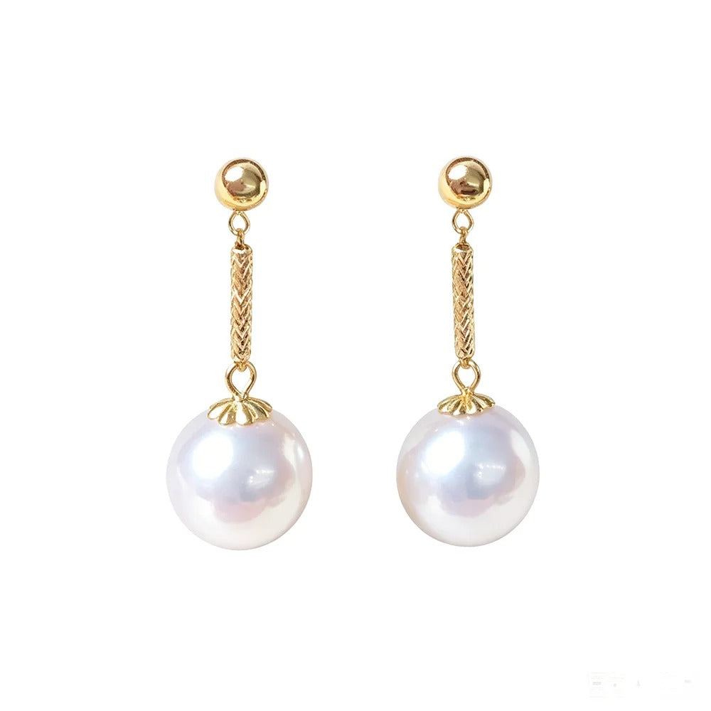 White Akoya Pearl 18k Gold  Earrings