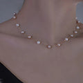 18K Gold Natural Pearl Near Round Mix Color 45 cm Necklace