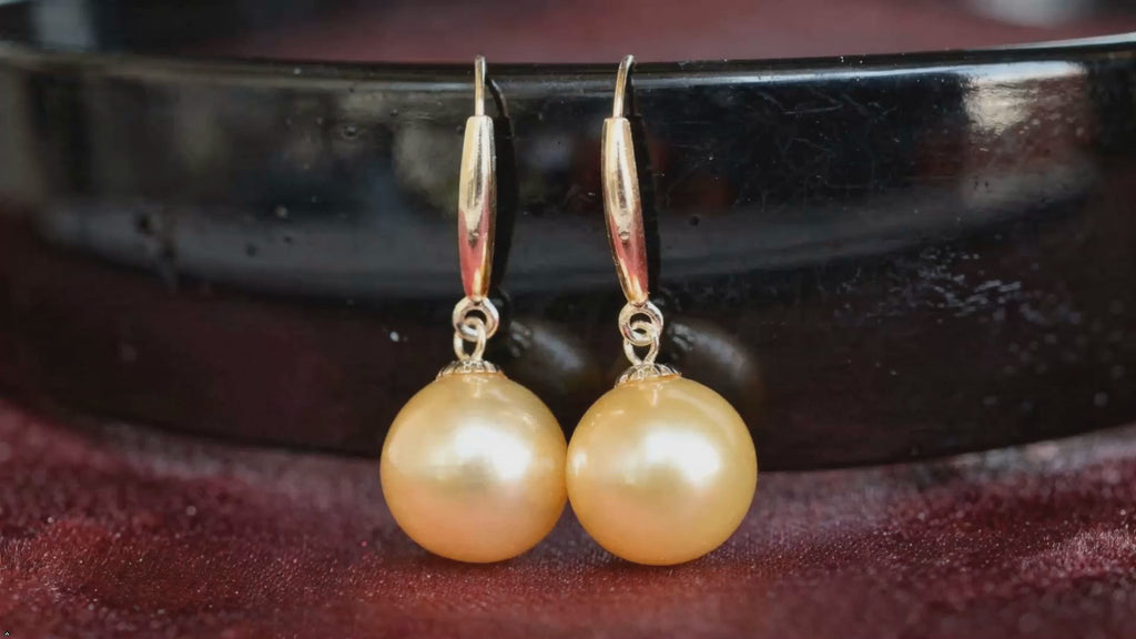18K Gold Natural South Sea Pearl Jewelry Set, Au750 Pendant and Earrings