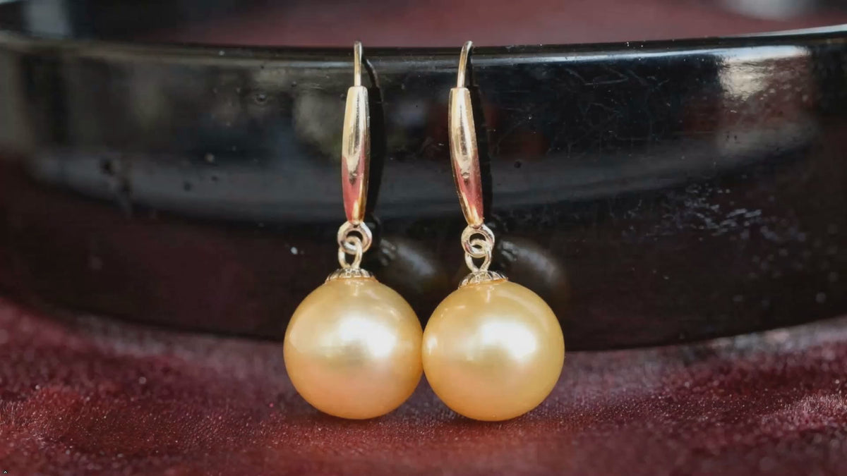 18K Gold Natural South Sea Pearl Jewelry Set, Au750 Pendant and Earrings