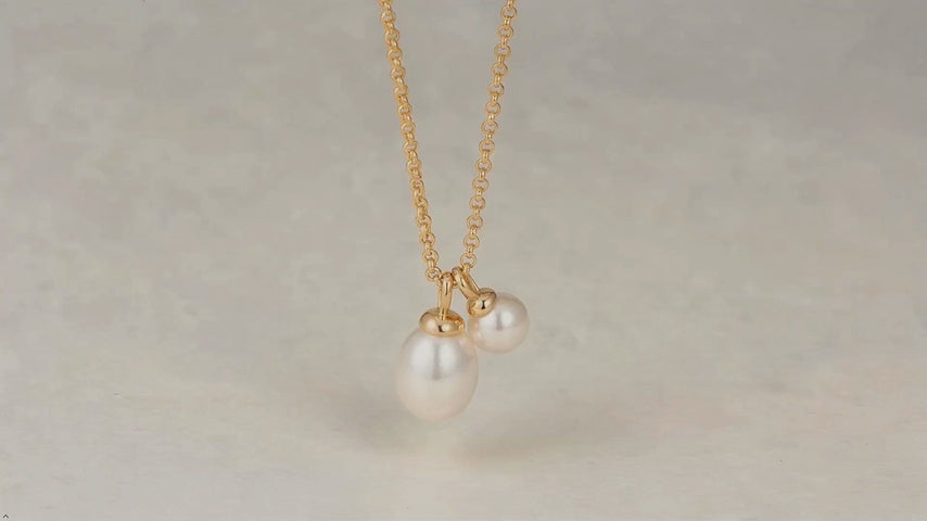 925 Sterling Silver Gold Plated White Pearl Charm Pendant Necklace