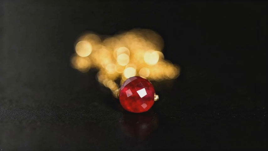 18K Gold Natural Ruby Pendant Necklace