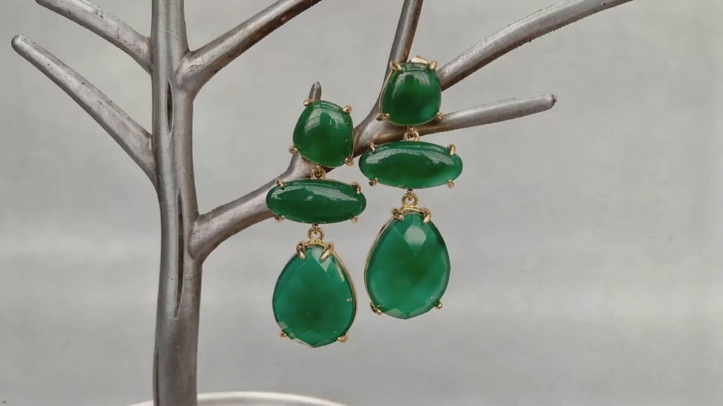 Green Agate Drop Dangle Stud Earring | Green Agate, Drop Dangle Style