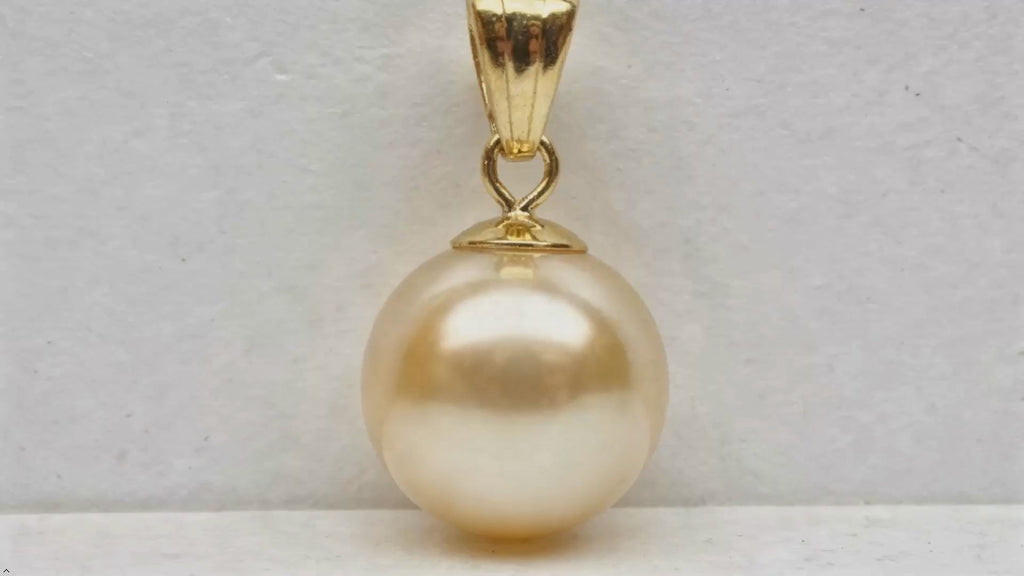 13-14mm Natural Golden Pearl 925 Sterling Silver Pendant