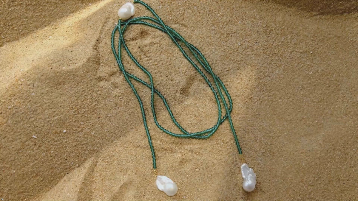 Natural Freshwater Pearl Green Agate Sweater Necklace for Women
