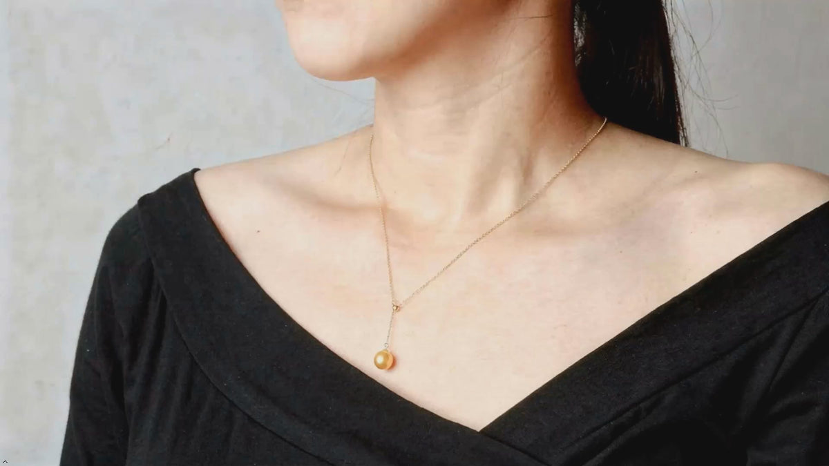 18K Gold Natural Seawater Pearl Pendant Necklace