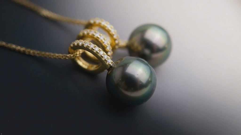 Natural 8-9mm Black Double Pearl Simple Necklace Pendant