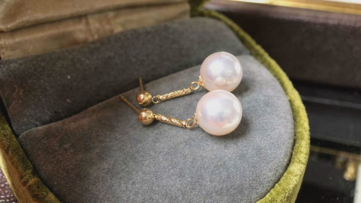 Perfect Round Tahitian Black Pearl 18k Gold  Earrings For Women
