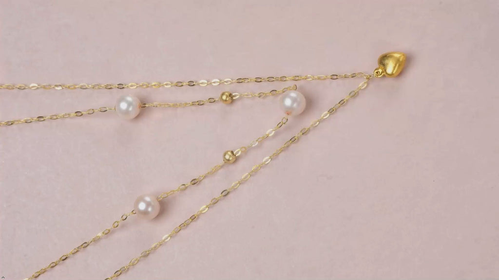 18K Yellow Gold au750 Natural Freshwater Pearl Necklace Pendant