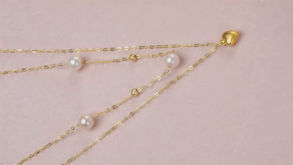 18K Yellow Gold au750 Natural Freshwater Pearl Necklace Pendant
