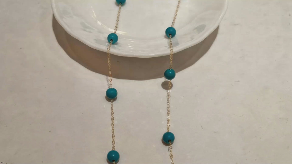 18K gold natural turquoise necklace pendant
