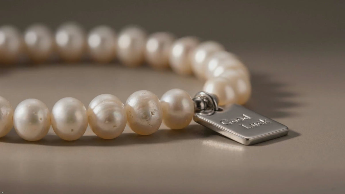 Baroque Pearl 925 Sterling Silver Heart Charm Beaded Bracelet. Color: Silver