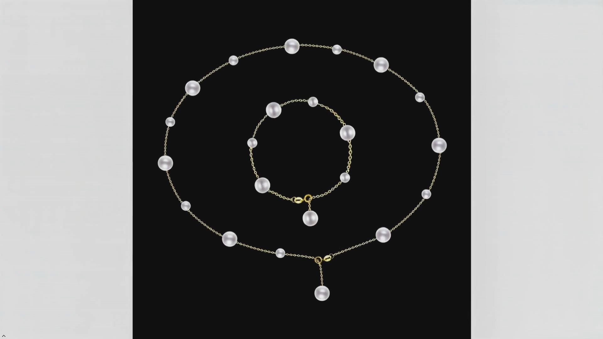 Pearl Jewelry Set for Women 18K Solid Gold Necklace and Bracelet