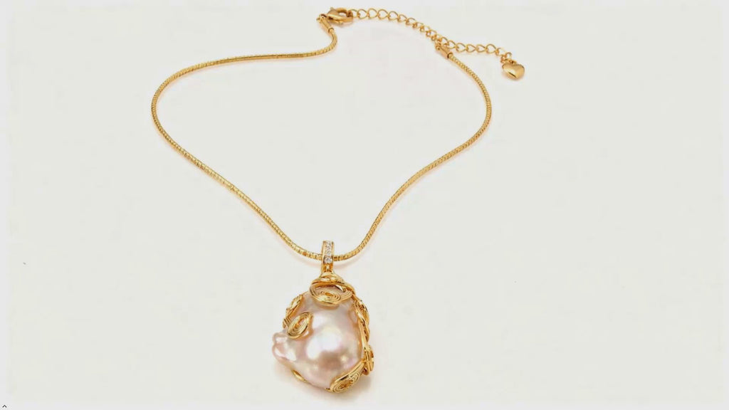 Natural Freshwater Baroque Pearl 14K Gold Filled Necklace