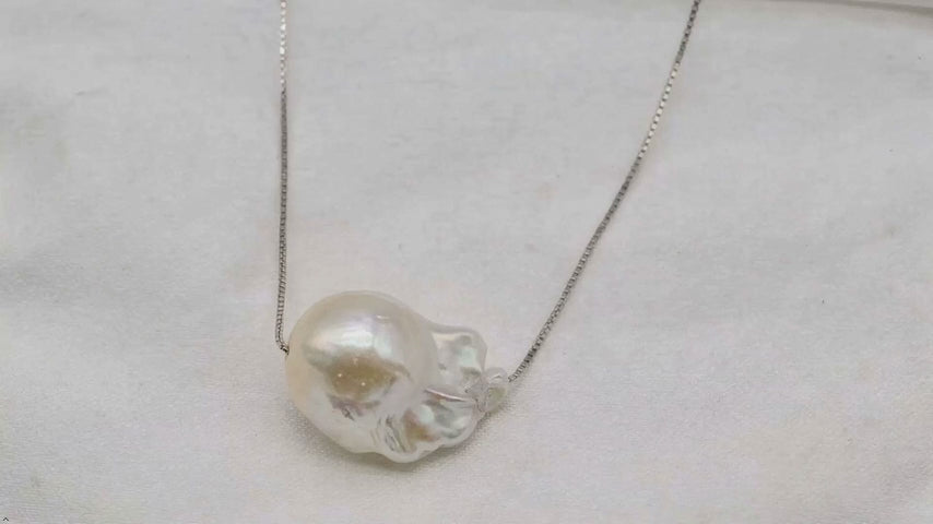 White Natural Large Grain Pure Baroque Pearl Necklace