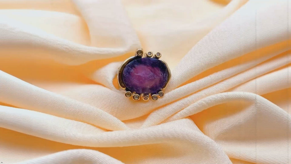 19x20mm Oval Purple Amethyst Rough Rhinestone Finger Rings | Oval Purple Amethyst Rough Rhinestone