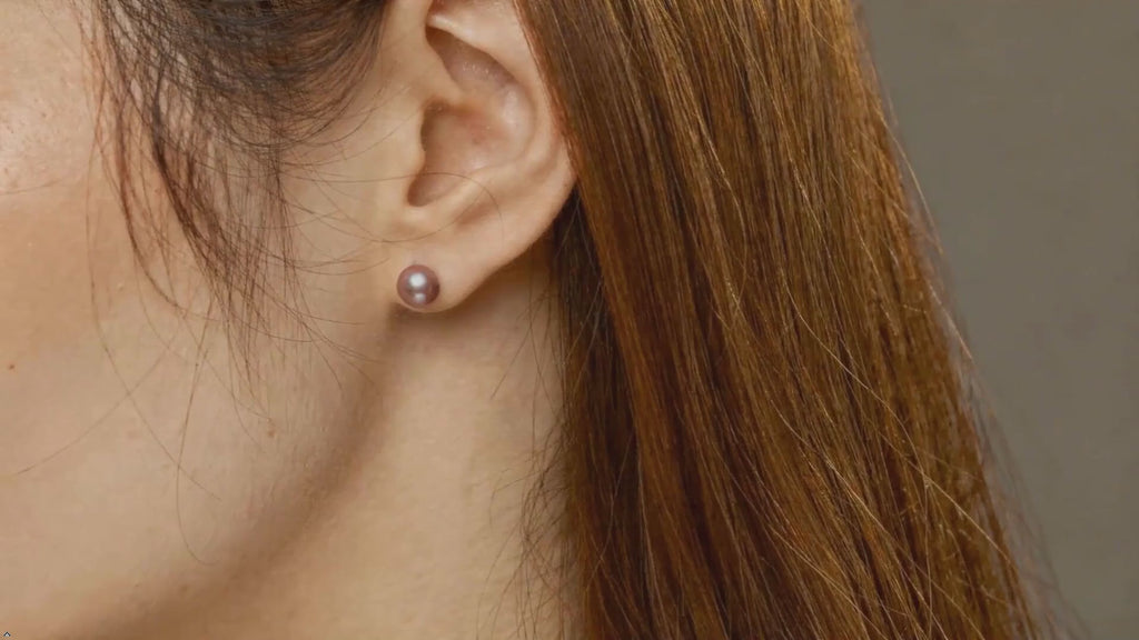 Natural Freshwater Pearl 8K Gold Stud Earrings