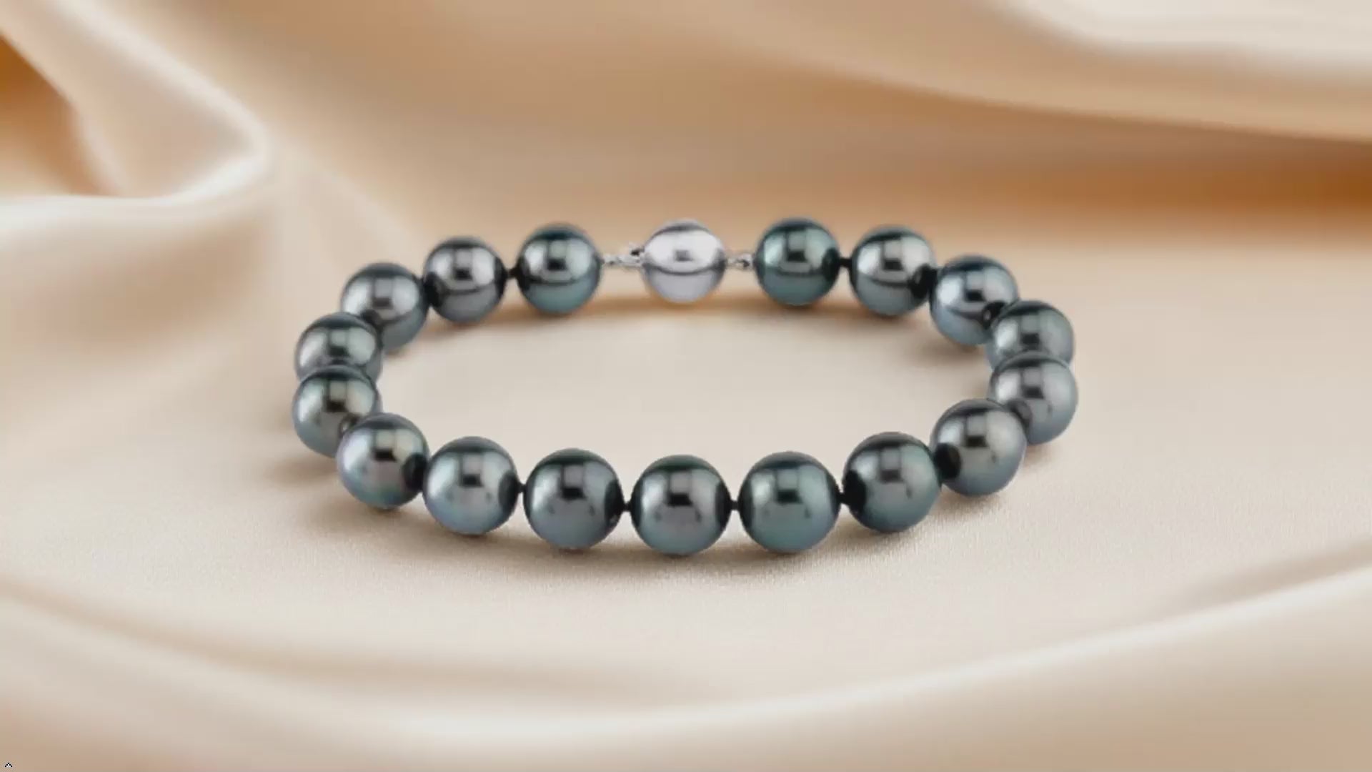 7.5" 10-9MM TAHITIAN GENUINE BLACK ROUND PEARL BRACELET 925s