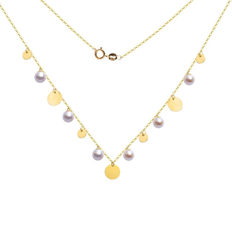18K Yellow Gold Natural Seawater Pearl Necklace